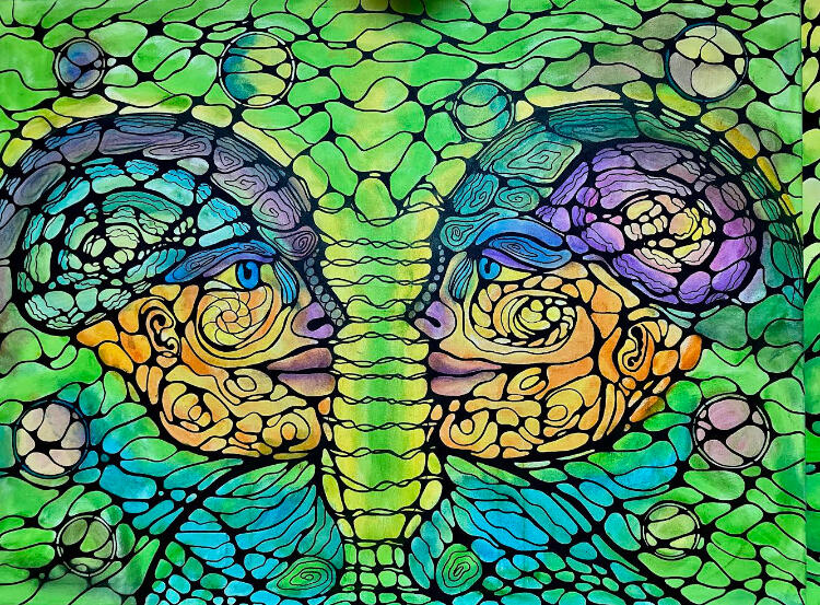 “Twin Flame/Spirituel Love” 120x90cm